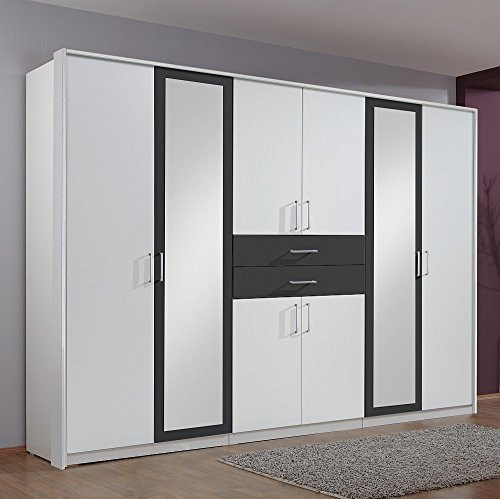 Wimex 450548 Kleiderschrank Diver, Weiß, Abs. Anthrazit, 270 cm Breite