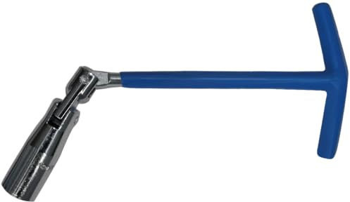 SW-Stahl 03602SB Zündkerzenschlüssel 21 mm mit T-Griff & Gelenk | Zündkerzensteckschlüssel mit 235 mm Länge, Gummifangstück und isoliertem Griff. Ideal für Hobby und DIY.