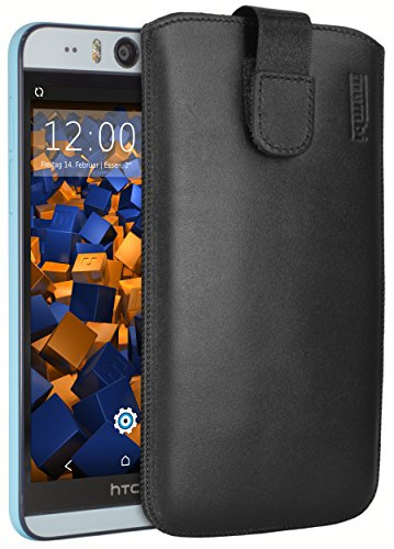 mumbi Echt Ledertasche kompatibel mit HTC Desire Eye Hülle Leder Tasche Case Wallet, schwarz
