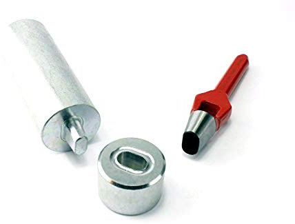 Unbekannt Oval Einschlagstempel + Locheisen für Ovalösen 22,5 x 13,5 mm Messing Ösenwerkzeug Set