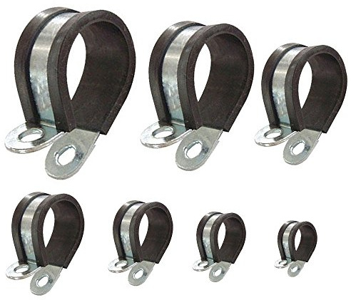 Colliers de fixation de tubes P-Clips de serrage avec insert en caoutchouc choix: Ø 20mm / Band 20mm, 50 Pièces