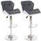 Mendler 2er-Set Barhocker HWC-A92, Barstuhl Tresenhocker, höhenverstellbar Kunstleder - grau