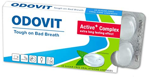 ODOVIT bekämpft schlechten Atem - Mundpflege-Bonbons 10er - Stark gegen Mundgeruch - angenehmer Geschmack - für nachhaltig frischen Atem - wie Mundwasser zum Mitnehmen