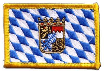 Aufnäher Patch Flagge Deutschland Bayern mit Wappen - 8 x 6 cm