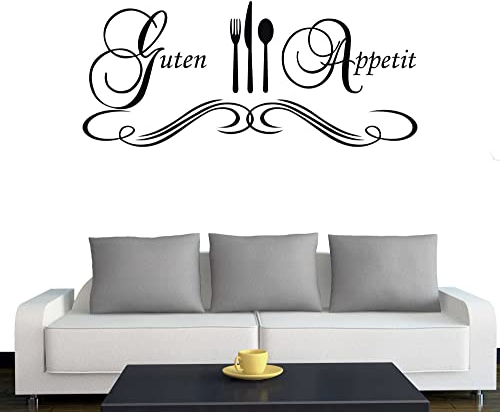 Klebesüchtig Wandtattoo Guten Appetit 60cm x 26cm schwarz - Dekoration - Bad - Wohnzimmer - Aufkleber - Wandsticker
