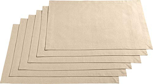 REDBEST Tischset, Platzset, Untersetzer Uni 6er-Pack Seattle, 100% Baumwolle beige Größe 30x45 cm - Robustes, glattes Gewebe, mit hochwertigem Kuvertsaum
