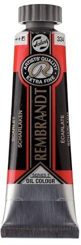Rembrandt Couleurs à l'huile - Ecarlate 334 - Tube de 15 ml - Qualité professionnelle extra-fine - Résistance maximale à la lumière - Consistance beurrée pour des coups de pinceau clairs