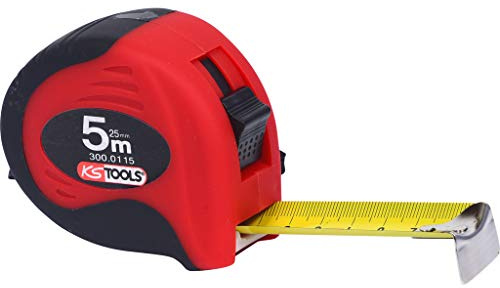 KS Tools 300.0115 Bandmaß mit Feststeller,schwarz-rot, 5m, 25mm