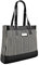 Eye Catch - Damen Schultertasche aus Lack Kunstleder und Canvas gestreift schwarz weiss