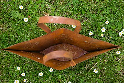 KUHEIGA Tasche/Pflanztasche Metall Rost, Breite: ca. 41cm Pflanzschale Topf