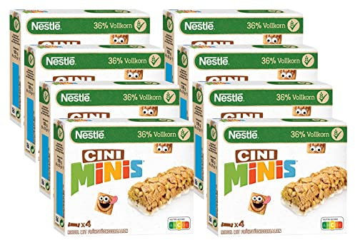 NESTLÉ CINI MINIS Riegel mit Zimt-Geschmack, knuspriger Snack mit Vollkornweizen & Calcium, 8er Pack (à 4 x 25g)