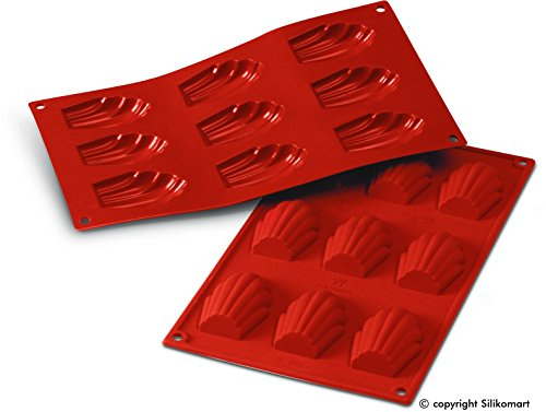 Silikomart SF032 Madeleine Molde de Silicona 68X45 H 17 MM, Rojo