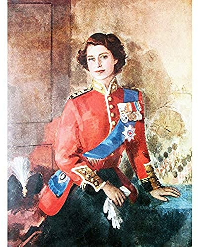 Painting Queen Elizabeth II Military Regalia Portrait Art Large Art Print Poster Wall Decor 18x24 inch