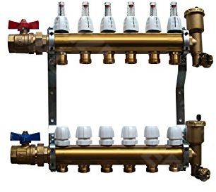 Heizkreisverteiler mit Durchflussanzeige für Fußbodenheizung von EasyTHERM (6 Heizkreise)