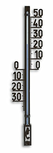TFA Dostmann Analoges Außenthermometer, 12.6003.01.91, wetterfest, Gartenthermometer, Wintergartenthermometer, Balkon, Terrasse, mit Befestigungsmaterial, schwarz