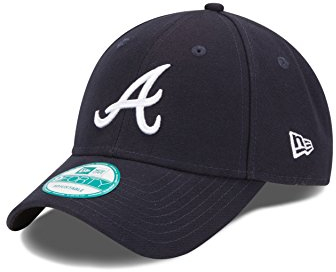 New Era MLB Atlanta Braves Road The League 9FORTY Adjustable Cap, One Size, Navy