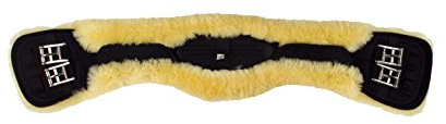Mattes Mondgurt Kurzgurt, Lammfellbezug abnehmbar, Stoff schwarz, Lammfell natur Größe 60 cm