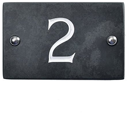 The House Nameplate Company Slate House Number, Charcoal Grey,Number 2