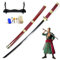 Swords and more One Piece Roronoa Zoro Katana - handgeschmiedet&gefaltet, Set - Sandai Kitetsu, Samurai Schwerter scharf echt, Carbon Stahl mit Scheide 102cm, Zoro Schwert mit Schwertpflegeset