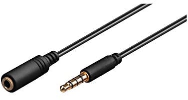goobay 62479 Câble de Rallonge Audio et pour Casque AUX, 4 Pôles, 3.5 mm Slim, CU, 2 m Longueur de Câble