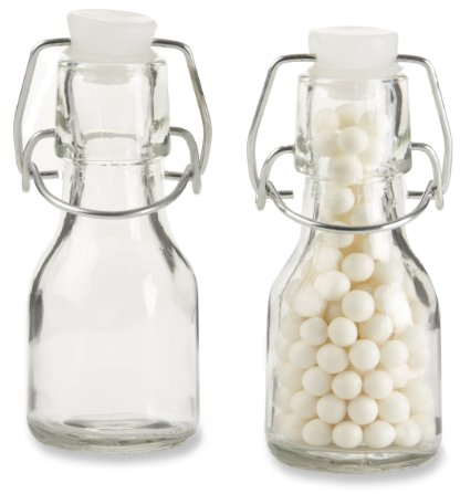 Kate Aspen Set of 12 Mini Glass Favor Bottle with Swing Top