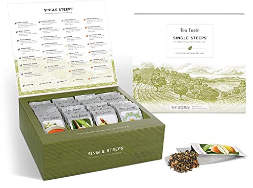 Tea Forte Single Steeps Tea Sampler, 15 Loose Leaf Pouches