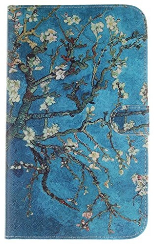 SATURCASE Galaxy Tab 3 8.0 Custodia, PU Flip Magnetico Portafoglio Supporto Slot per schede Custodia per Samsung Galaxy Tab 3 8.0 SM-T310 Plum Flower