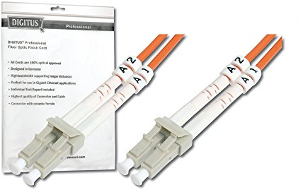 DIGITUS DK-2533-03 – Glasfaserkabel OM2 – 3 m – LC zu LC – Duplex LWL Kabel – 1 Gbit/s – MM Multimode Glasfaser LAN Kabel – Fasertyp: 50/125 µ – Orange