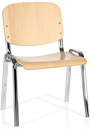 hjh OFFICE Besucherstuhl Holz XT 600 C H Vierfußstuhl Stapelstuhl Konferenzstuhl Buche/Chrom 704310