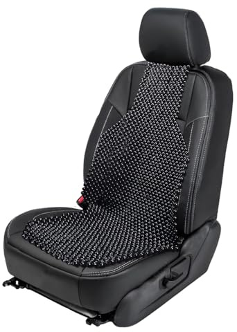 ZONETECH Wood Beaded Seat Cushion, Premium Quality, Black, Car Massaging, Double Strung, Stress Free (1 Pack)