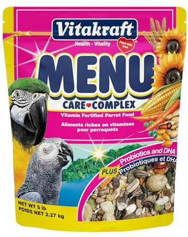 Vitakraft Menu Premium Parrot Food - Vitamin-Fortified - Macaw, Amazon, Conure, and Parrot Food for Large Birds 5 Pound (Pack of 1)