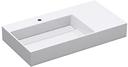 doporro Lavabo Suspendu Blanc 90cm Vasque à Poser Lave Mains Rectangulaire de Qualité pour Salle de Bain 90x48x13cm Colossum12-L