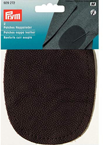 Prym 14 x 10 cm 2-Piece Patches Nappa Leather for Sewing-On, Dark Brown