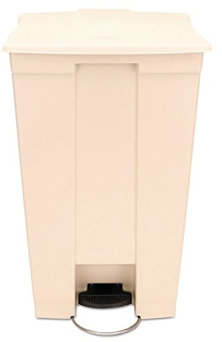 Indoor Utility Step-On Waste Container, Rectangular, Plastic, 23gal, Red