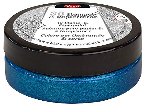 Viva Decor®️ 3D Stempel- & Papier-Farbe (Türkis-Metallic, 50ml) Stempelfarbe für Papier, Karton, Stempelkissen - Bastelfarbe für Hochzeit, Scrapbook, Kinder uvm.