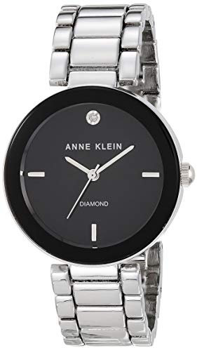 Anne Klein Women's Genuine Diamond Dial Bracelet Watch Silver/Black