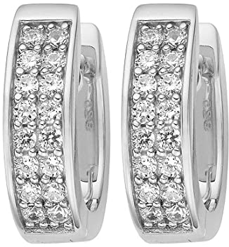JETTE Damen-Creolen 925er Silber rhodiniert 32 Zirkonia One Size 86734877