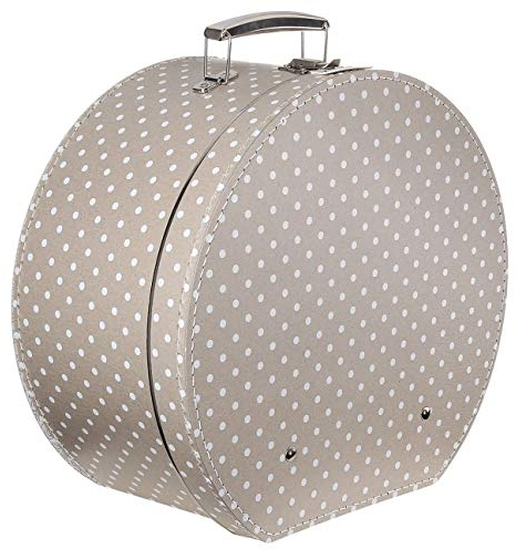 LIERYS Hutkoffer Beige-Pünktchen - Maße: ca. 40 cm x 20 cm - Große Hutschachtel mit Kunstleder - Hutbox zur Aufbewahrung mit Tragegriff - Koffer für Hüte - Deko für Wohnung beige