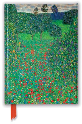 Premium Notizbuch DIN A5: Gustav Klimt, Feld mit Mohn: Unser hochwertiges, liniertes Blankbook mit festem, künstlerisch geprägtem Einband und ... Notizbuch DIN A 5 mit Magnetverschluss)