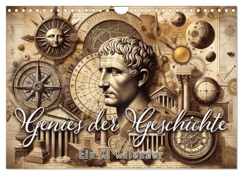 Genies der Geschichte - Ein KI Kalender (Wandkalender 2025 DIN A4 quer), CALVENDO Monatskalender: Lichtblicke der Innovation (CALVENDO Wissenschaft)