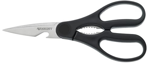Westcott E-30100 00 Allzweck-Schere, Küchenschere, Haushaltsschere mit Microverzahnung und Flaschenöffner, 21 cm, schwarz