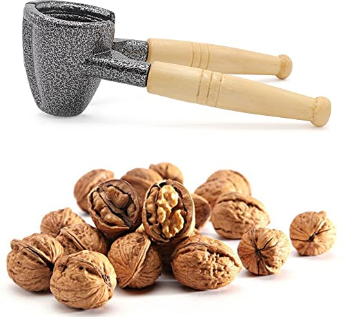 Casse noix multi-usages - Ouvre-bouteille à vis - Accessoire pratique - Solide et efficace - Ustensile de cuisine - Protège noyau - Ouvre-bouteille - moderne - manche en bois verni - FISHTEC