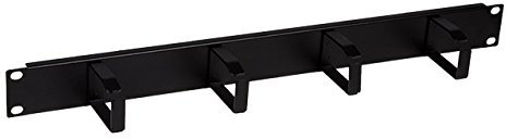 Linxcom UK - 1U 19 Rack Mount 4 Ring Metal Cable Management Bar - Black