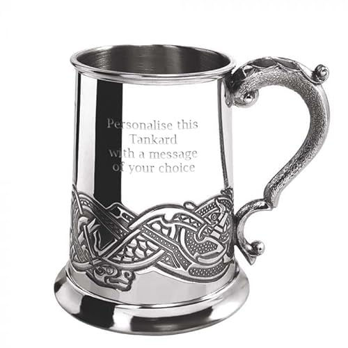 English Pewter Company Celtic Design 1 Pint Tankard. Personalised with Free Engraving [CEL137]