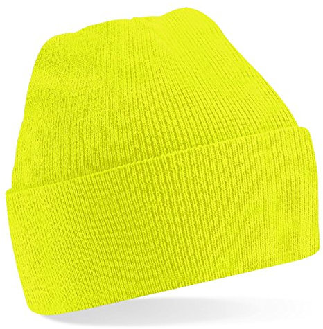 Beechfield, Acryl-Strickmütze für Erwachsene, zum Aufschlagen, Unisex Einheitsgröße fluoreszierendes gelb