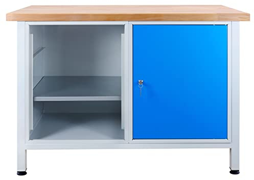 ADB Werkbank 1200x600x840mm Werktisch Packtisch mit 1 Türe und 2 Fachböden