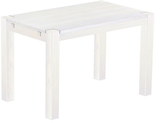 Esstisch Rio Kanto 120x73 cm Pinie Weiss Pinie Massivholz Größe und Farbe wählbar Esszimmertisch Küchentisch Holztisch Echtholz vorgerichtet für Ansteckplatten Tisch ausziehbar Brasilmöbel