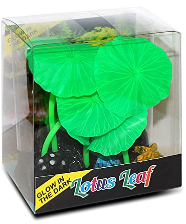 Glow in the Dark FSHL0009 Green Lotus Leaves Aquarium Decoration/Decor Fish Safe Ideal for Axolotl