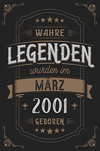 Wahre Legenden wurden im März 2001 geboren: Vintage Geburtstag Notizbuch - individuelles Geschenk für Notizen, Zeichnungen und Erinnerungen | liniert mit 100 Seiten