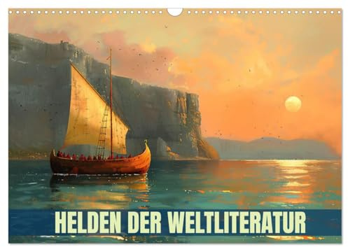 Helden der Weltliteratur (Wandkalender 2026 DIN A3 quer), CALVENDO Monatskalender: Der Kalender enthält 12 Illustrationen zu klassischen Werken der Weltliteratur (CALVENDO Kunst)